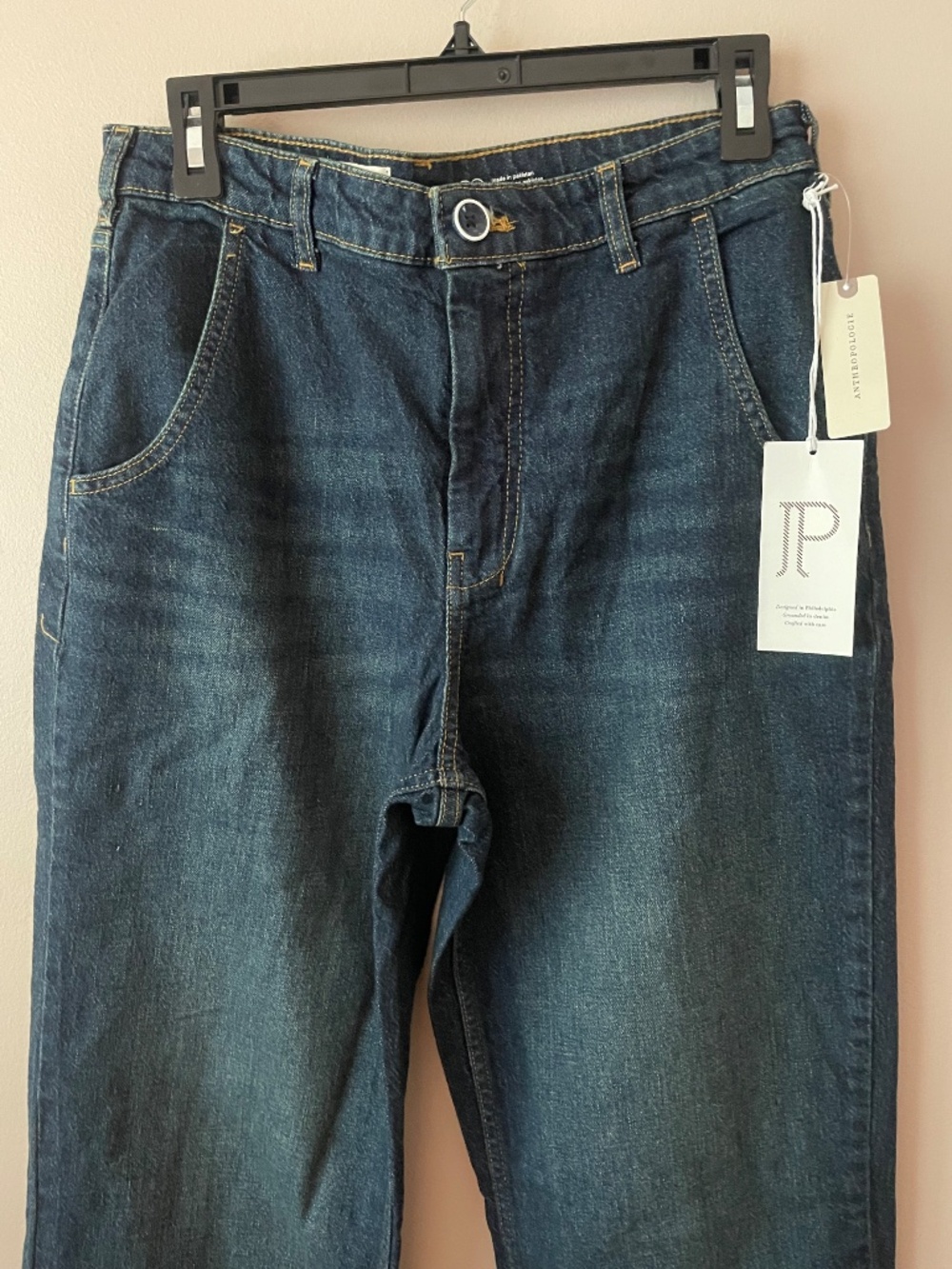 Anthropologie Pilcro Gilligan High-Rise Flare Jeans in Dark Denim - Picture 4 of 9